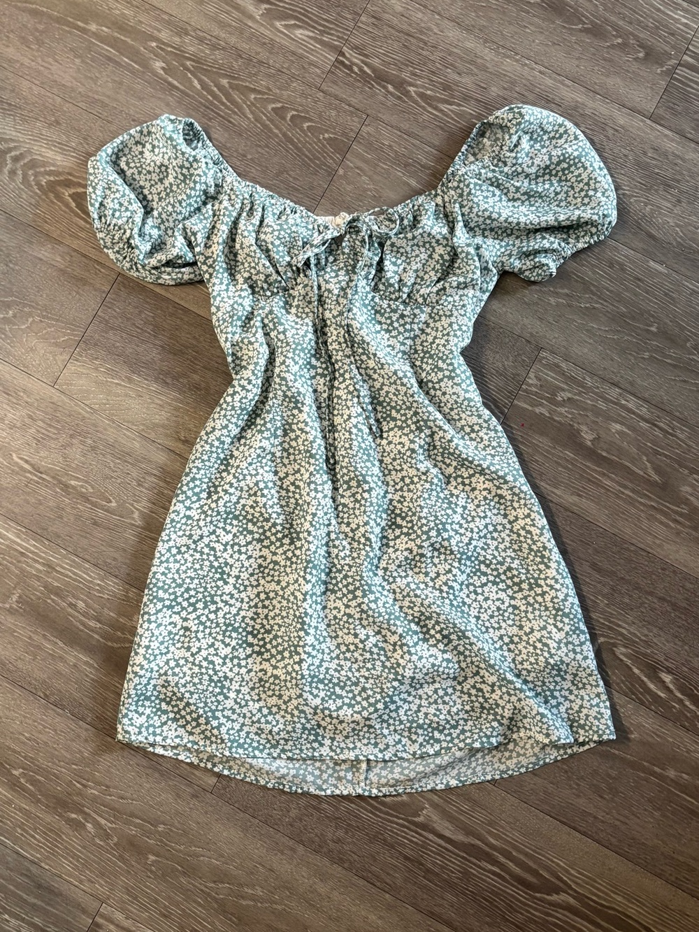 Lulu's Sage Floral Off the Shoulder Babydoll Dress